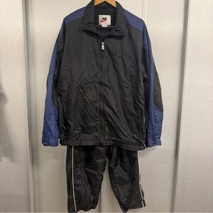 Nike Vintage Tracksuit Windbreaker Set Black Blue XL